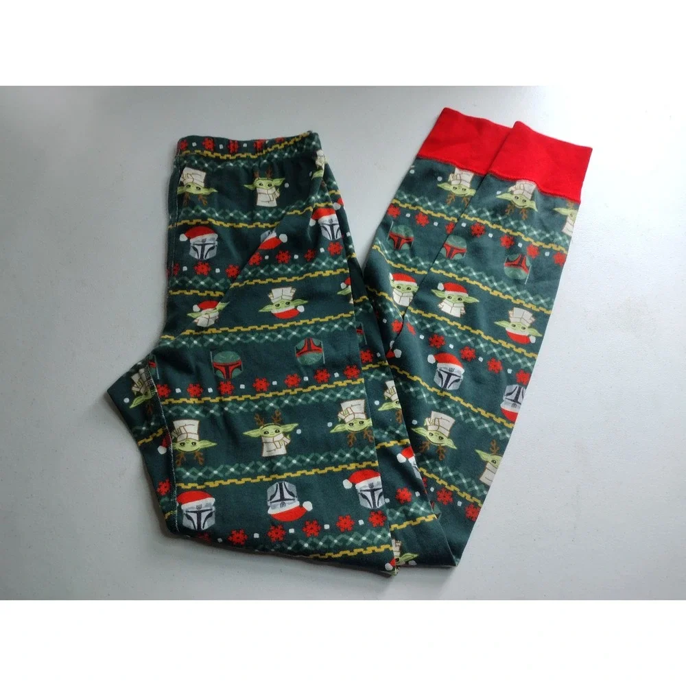 Hanna Andersson Star Wars Mandalorian Grogu Holiday Pajama Pants‎ Green Small